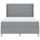 Box spring seng med LED-lysstrimler Lysegrå 140 x 190 cm Stof