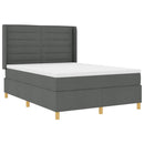 Box spring seng med LED-lysstrimler Grå 140 x 190 cm Stof