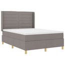 Box spring seng med LED-lysstrimler Gråbrun 140 x 190 cm Stof