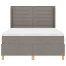 Box spring seng med LED-lysstrimler Gråbrun 140 x 190 cm Stof