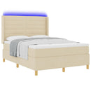 Box spring seng med LED-lysstrimler Creme 140 x 190 cm Stof