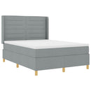 Box spring seng med LED-lysstrimler Lysegrå 140 x 200 cm Stof