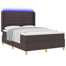 Box spring seng med LED-lysstrimler Brun 140 x 200 cm Stof