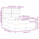 Box spring seng med LED-lysstrimler Gråbrun 140 x 200 cm Stof