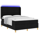 Box spring seng med LED-lysstrimler Sort 160 x 200 cm Stof