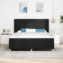 Box spring seng med LED-lysstrimler Sort 180 x 200 cm Stof