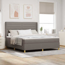 Box spring seng med LED-lysstrimler Gråbrun 180 x 200 cm Stof