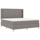 Box spring seng med LED-lysstrimler Gråbrun 180 x 200 cm Stof