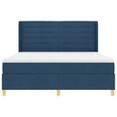 Box spring seng med LED-lysstrimler Blå 180 x 200 cm Stof