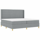 Box spring seng med LED-lysstrimler Lysegrå 200 x 200 cm Stof