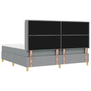 Box spring seng med LED-lysstrimler Lysegrå 200 x 200 cm Stof