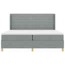 Box spring seng med LED-lysstrimler Lysegrå 200 x 200 cm Stof
