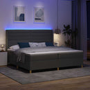 Box spring seng med madras med LED Grå 200 x 200 cm Stof