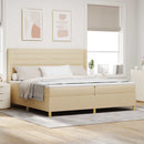 Box spring seng med madras med LED Creme 200 x 200 cm Stof