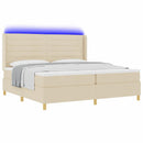 Box spring seng med madras med LED Creme 200 x 200 cm Stof