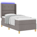Box spring seng med LED-lysstrimler Gråbrun 80 x 200 cm Stof