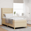 Box spring seng med LED-lysstrimler Creme 80 x 200 cm Stof