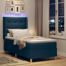 Box spring seng med LED-lysstrimler Blå 80 x 200 cm Stof