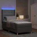 Box spring seng med LED-lysstrimler Lysegrå 90 x 190 cm Stof