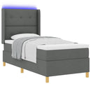 Box spring seng med LED-lysstrimler Grå 90 x 190 cm Stof