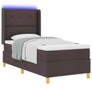 Box spring seng med LED-lysstrimler Brun 90 x 190 cm Stof