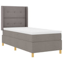 Box spring seng med LED-lysstrimler Gråbrun 90 x 190 cm Stof