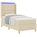Box spring seng med LED-lysstrimler Creme 90 x 190 cm Stof