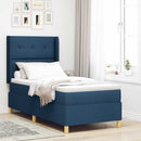 Box spring seng med LED-lysstrimler Blå 90 x 190 cm Stof
