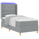 Box spring seng med LED-lysstrimler Lysegrå 100 x 200 cm Stof