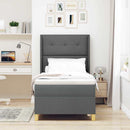 Box spring seng med LED-lysstrimler Grå 100 x 200 cm Stof