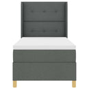 Box spring seng med LED-lysstrimler Grå 100 x 200 cm Stof