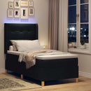 Box spring seng med LED-lysstrimler Sort 100 x 200 cm Stof