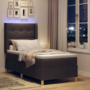 Box spring seng med LED-lysstrimler Brun 100 x 200 cm Stof