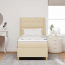 Box spring seng med LED-lysstrimler Creme 100 x 200 cm Stof