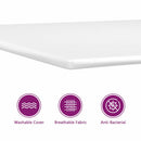 Box spring seng med LED-lysstrimler Lysegrå 140 x 190 cm Stof
