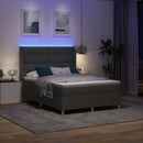Box spring seng med LED-lysstrimler Grå 140 x 190 cm Stof