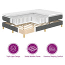 Box spring seng med LED-lysstrimler Grå 140 x 190 cm Stof