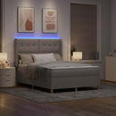 Box spring seng med LED-lysstrimler Gråbrun 140 x 190 cm Stof