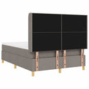Box spring seng med LED-lysstrimler Gråbrun 140 x 190 cm Stof