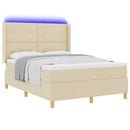 Box spring seng med LED-lysstrimler Creme 140 x 190 cm Stof