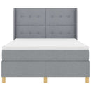 Box spring seng med LED-lysstrimler Lysegrå 140 x 200 cm Stof