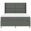 Box spring seng med LED-lysstrimler Grå 140 x 200 cm Stof
