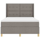 Box spring seng med LED-lysstrimler Gråbrun 140 x 200 cm Stof