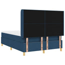 Box spring seng med LED-lysstrimler Blå 140 x 200 cm Stof