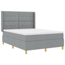 Box spring seng med LED-lysstrimler Lysegrå 160 x 200 cm Stof