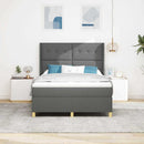 Box spring seng med LED-lysstrimler Grå 160 x 200 cm Stof