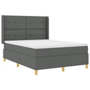 Box spring seng med LED-lysstrimler Grå 160 x 200 cm Stof