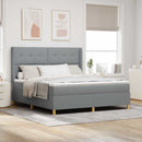 Box spring seng med LED-lysstrimler Lysegrå 180 x 200 cm Stof