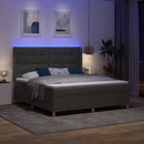 Box spring seng med LED-lysstrimler Grå 180 x 200 cm Stof