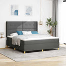 Box spring seng med LED-lysstrimler Grå 180 x 200 cm Stof